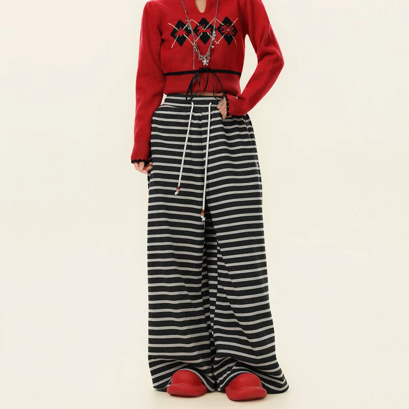 ,1627207:28334,6177525995799,1627207:28334,6177525995797,1627207:28334,6177525995801,6177525995799,6177525995797,6177525995801, Striped Fleece-Lined Wide Leg Sweatpants