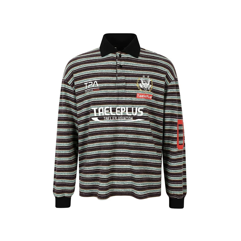 Striped Graphic Long-Sleeve Pullover Shirt 5