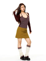 Striped Halter Neck Cutout Knit Top 4