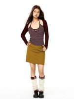 Striped Halter Neck Cutout Knit Top 5