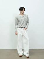 Striped Henley Long-Sleeve Pullover Shirt 3