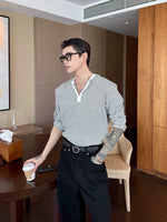 Striped Henley Long Sleeve Pullover Top 5