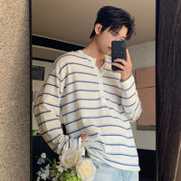 Striped Henley Long Sleeve T-Shirt
