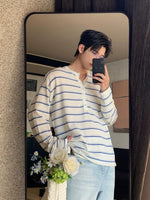 Striped Henley Long Sleeve T-Shirt 1