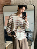 Striped Henley Long Sleeve T-Shirt 4