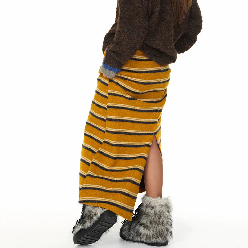 Striped Knit A-Line Midi Skirt 2