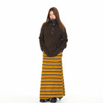 Striped Knit A-Line Midi Skirt 4