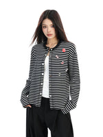 Striped Knit Cardigan with Badge Details 2
