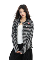 Striped Knit Cardigan with Badge Details 4