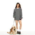 Striped Knit Crew Neck Sweatshirt 4
