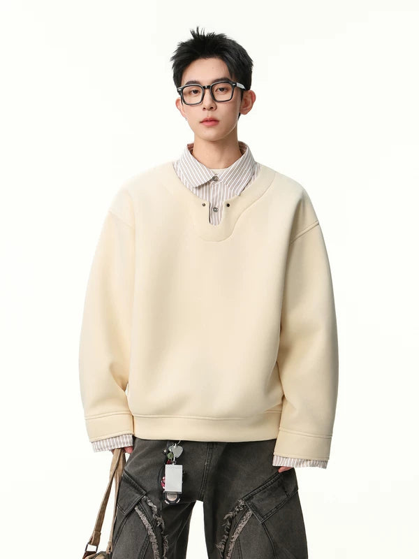 Striped Layered Collar Pullover Sweatshirt 3