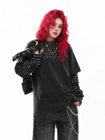 Striped Layered Long Sleeve Street T-Shirt 2