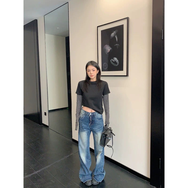 Striped Layered Long Sleeve Turtleneck Top 2