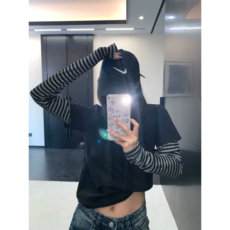 Striped Layered Long Sleeve Turtleneck Top 3