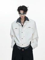 Striped Layered Shirt Jacket with Metal Buttons 2