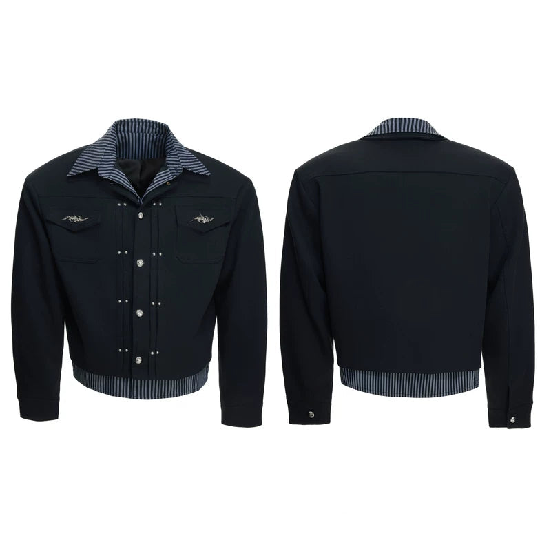 6025108833172,6025108833173,6025108833174,6025108833175,6024186796078, Striped Layered Shirt Jacket with Metal Buttons