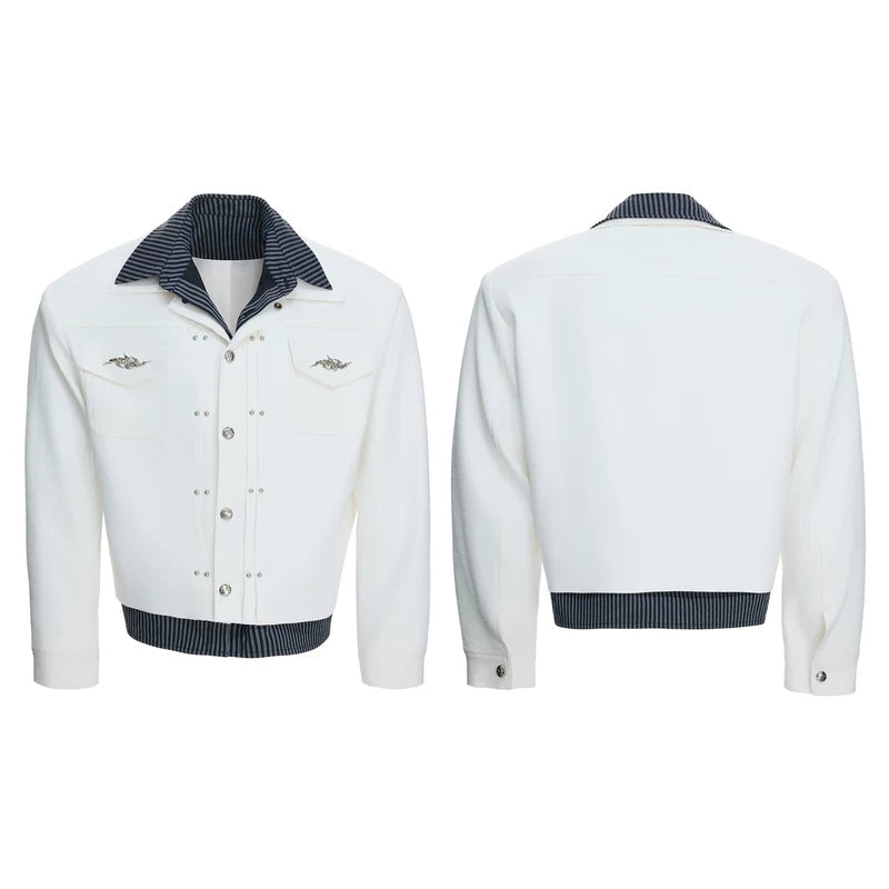 6024186796074,6024186796075,6024186796076,6024186796077,6024186796079, Striped Layered Shirt Jacket with Metal Buttons