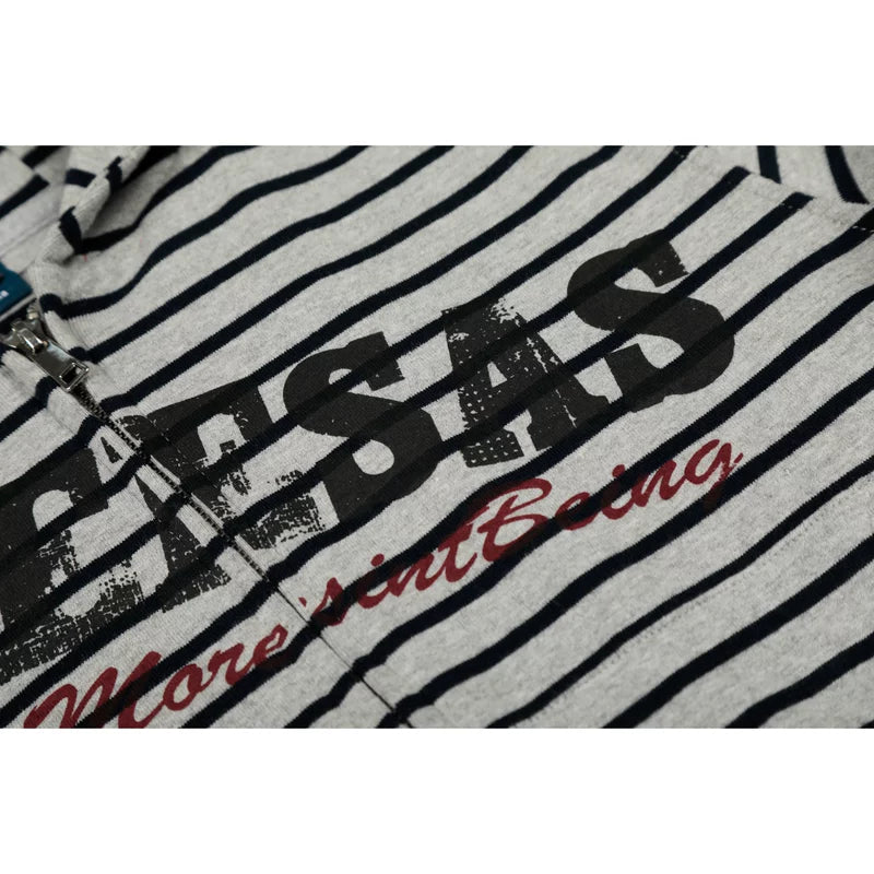 Striped Letter Print Zip Up Hoodie 4