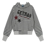 1627207:28334,6010061308413,1627207:28334,6010061308412,1627207:28334,6010061308414,6010061308413,6010061308412,6010061308414, Striped Letter Print Zip Up Hoodie