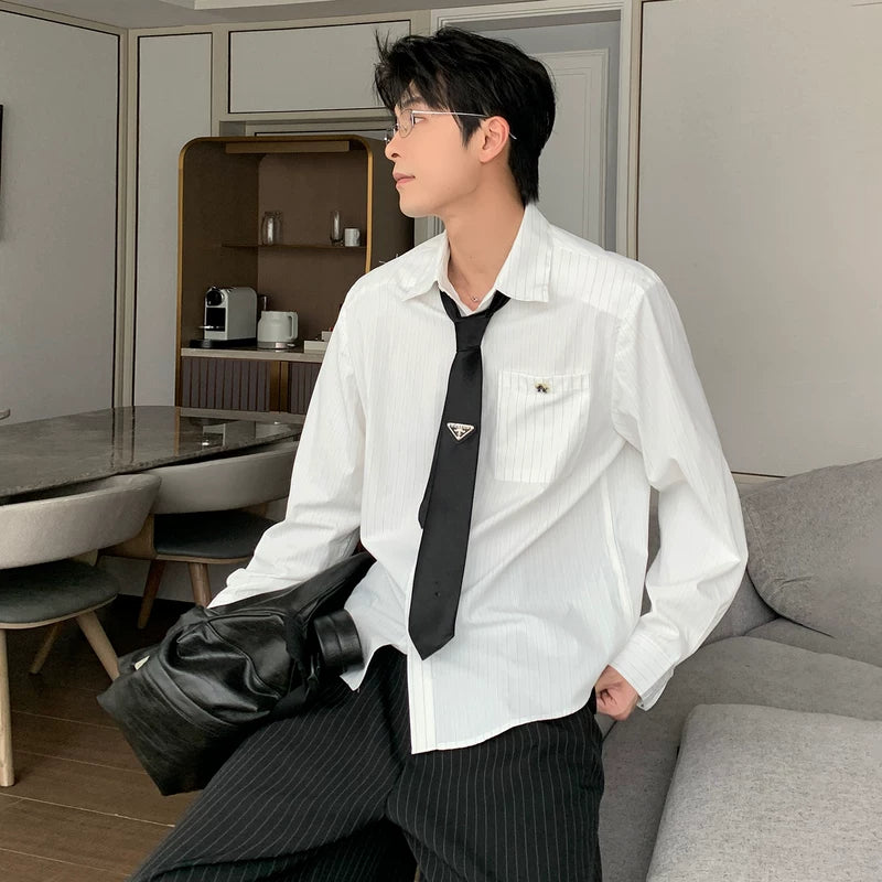 6035426120667,6035426120668,6035426120669, Striped Long Sleeve Collared Casual Shirt