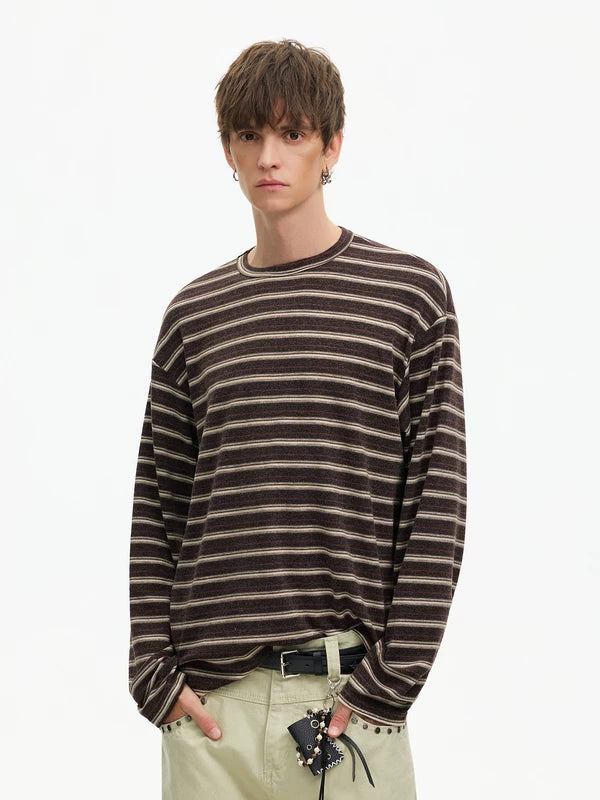 Striped Long Sleeve Crew Neck T-Shirt 4