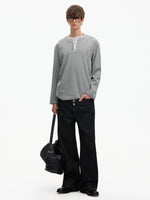 Striped Long-Sleeve Henley T-Shirt 5
