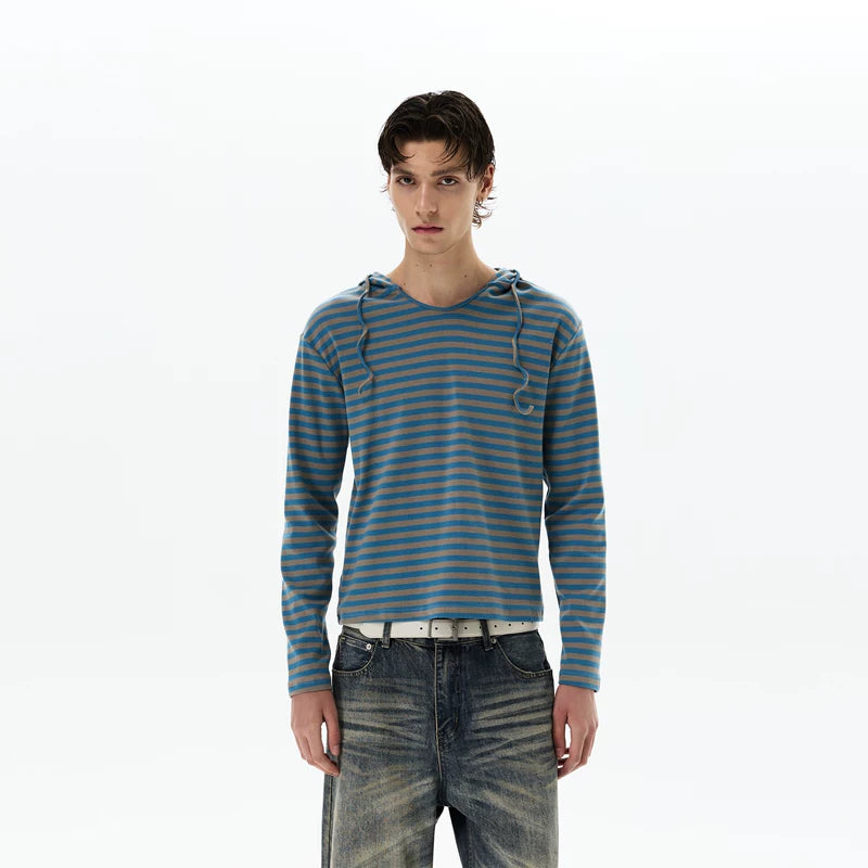 6183520295136,6183520295137,6183520295138,6183520295139, Striped Long-Sleeve Hooded Pullover Top