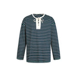 6026880140973,6026880140974,6026880140975,6026880140976, Striped Long-Sleeve Lace-Up Hoodie