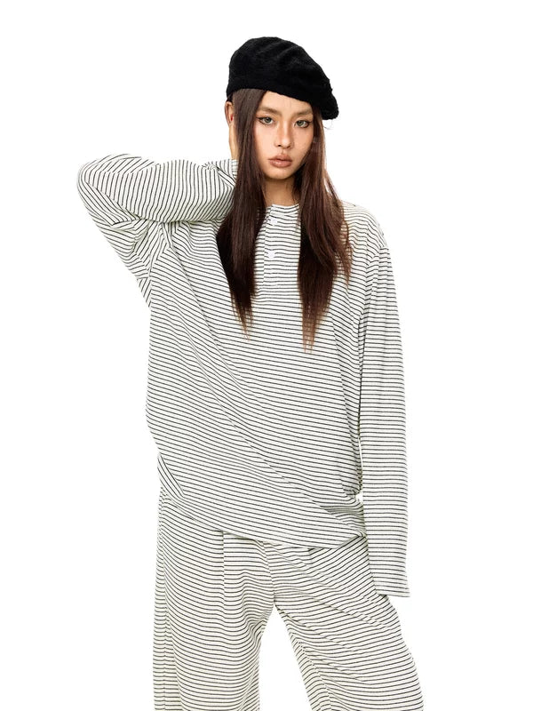 ,6038592144990,6038592144991,6038592144992,6038592144993, Striped Long-Sleeve Top and Pants Set