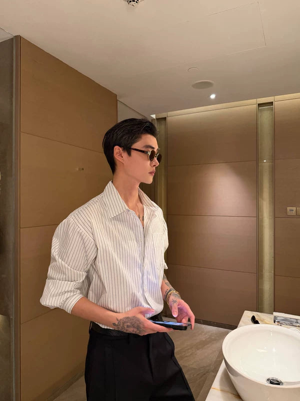 Striped Loose Fit Long Sleeve Shirt 3