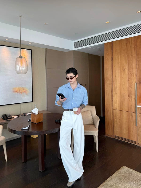 Striped Loose Fit Long Sleeve Shirt 4