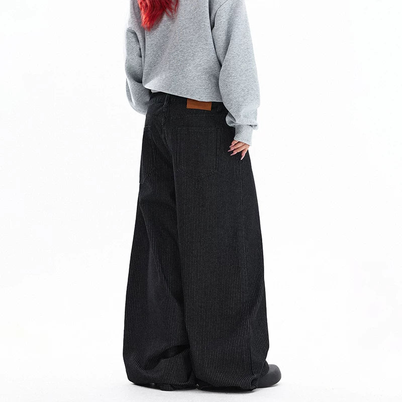 Striped Multi-Button Wide Leg Jeans Pants 4