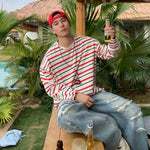 6201369767057,6201369767058,6201369767059,6201369767060, Striped Oversized Crew Neck Sweatshirt