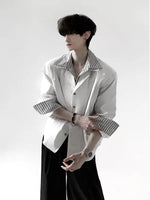 Striped Patchwork Faux Two-Piece Shirt 2