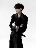 Striped Patchwork Faux Two-Piece Shirt 5