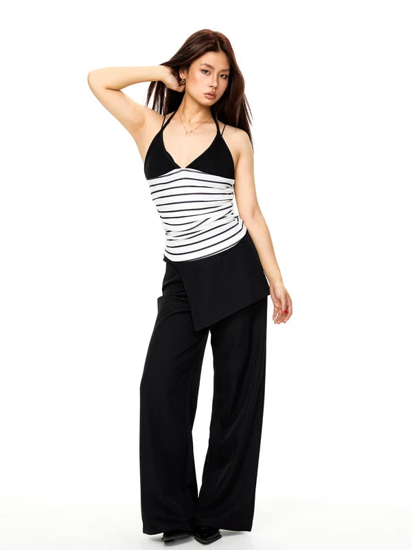 Striped Patchwork Halter Neck Tank Top 5