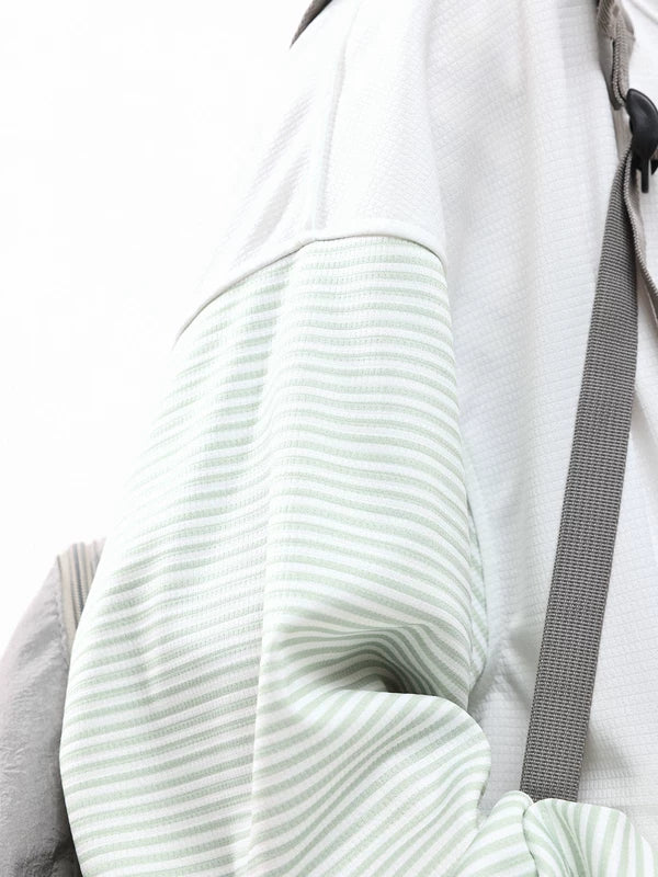 Striped Patchwork Star Print Zip Hoodie 5