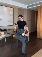 Striped Pleated Straight Leg Dress Pants 4