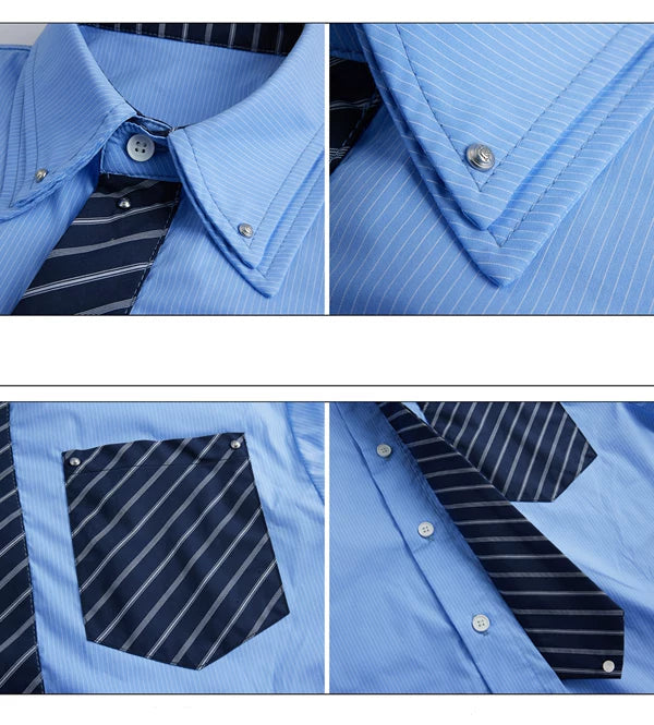 Striped Pocket Shirt with Detachable Tie 5