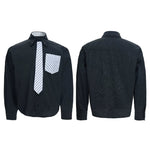 6189539358488,6189539358489,6189539358490,6189539358491,6189539358492, Striped Pocket Shirt with Detachable Tie