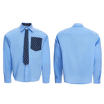 6189648734438,6189648734440,6189648734442,6189648734444,6189648734446, Striped Pocket Shirt with Detachable Tie