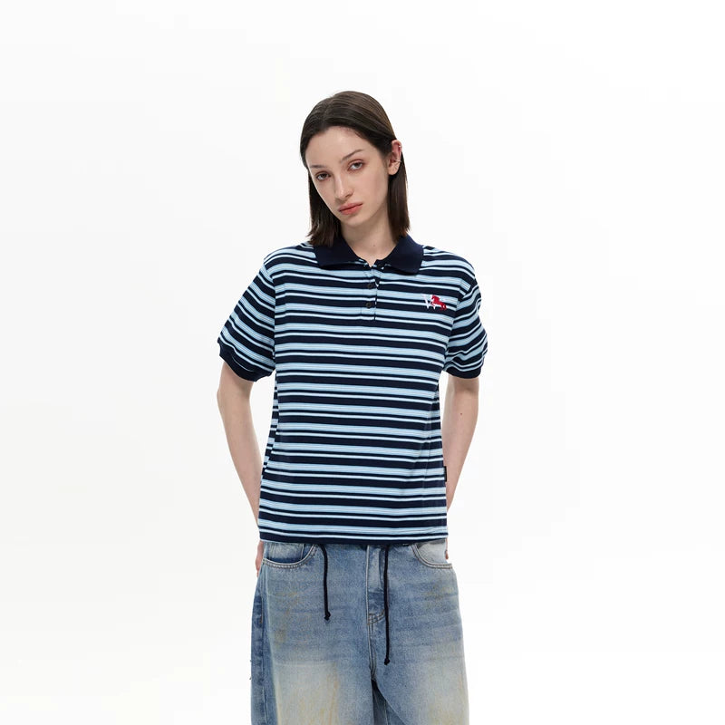 6197528075792,6197528075793,6197528075794,6197528075795, Striped Pony Embroidered Short Sleeve Polo