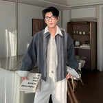 6195826150926,6195826150927,6195826150928,6195826150929, Striped Shirt Collar Faux Two-Piece Jacket