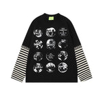 1627207:28341,6010246884708,1627207:28341,6010246884709,1627207:28341,6010246884711,1627207:28341,6010246884710,6010246884708,6010246884709,6010246884711,6010246884710, Striped Sleeve Graphic Faux Layered T-Shirt