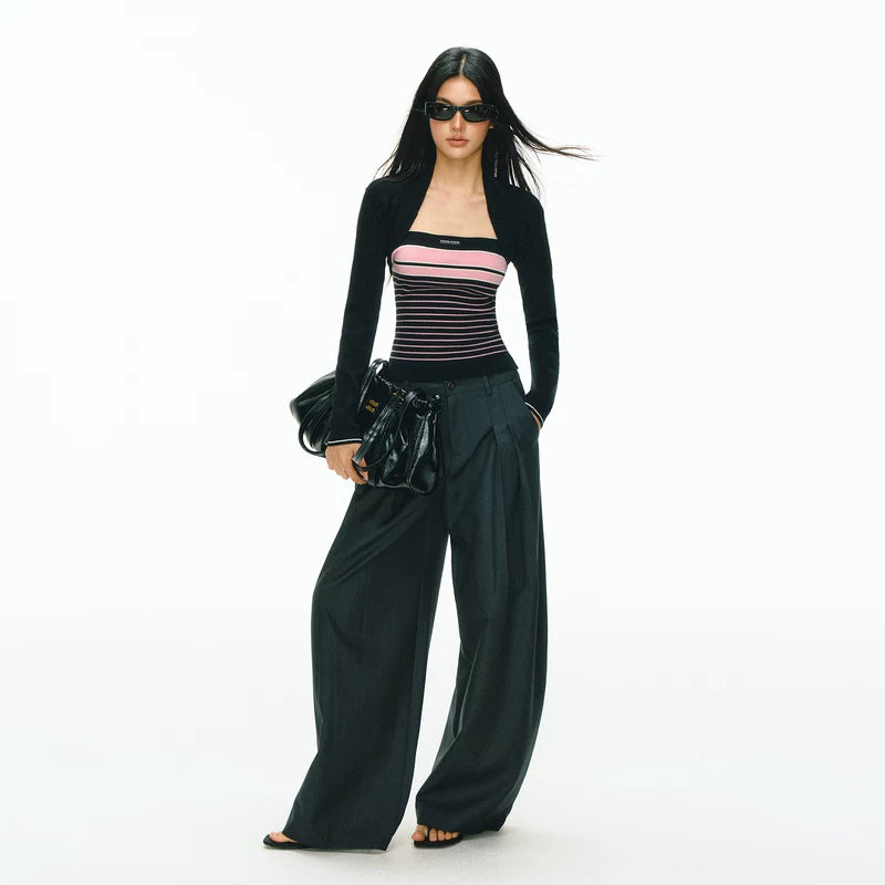 Striped Tube Top and Wide Leg Pants Set 5
