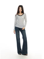 Striped V-Neck Long-Sleeve T-Shirt 4