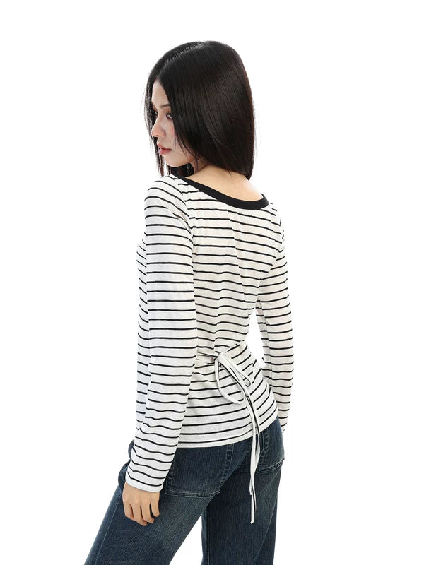 Striped V-Neck Long-Sleeve T-Shirt 5
