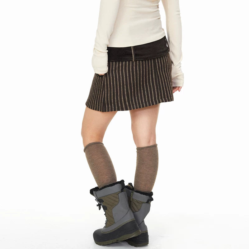 Striped Wool Mini Skirt with Waistband 3