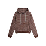 6203388230003,6203388230004,6203388230005, Striped Zip Hooded Sweatshirt Cardigan
