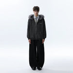 Striped Zip Hoodie with Detachable Fur Hood 5